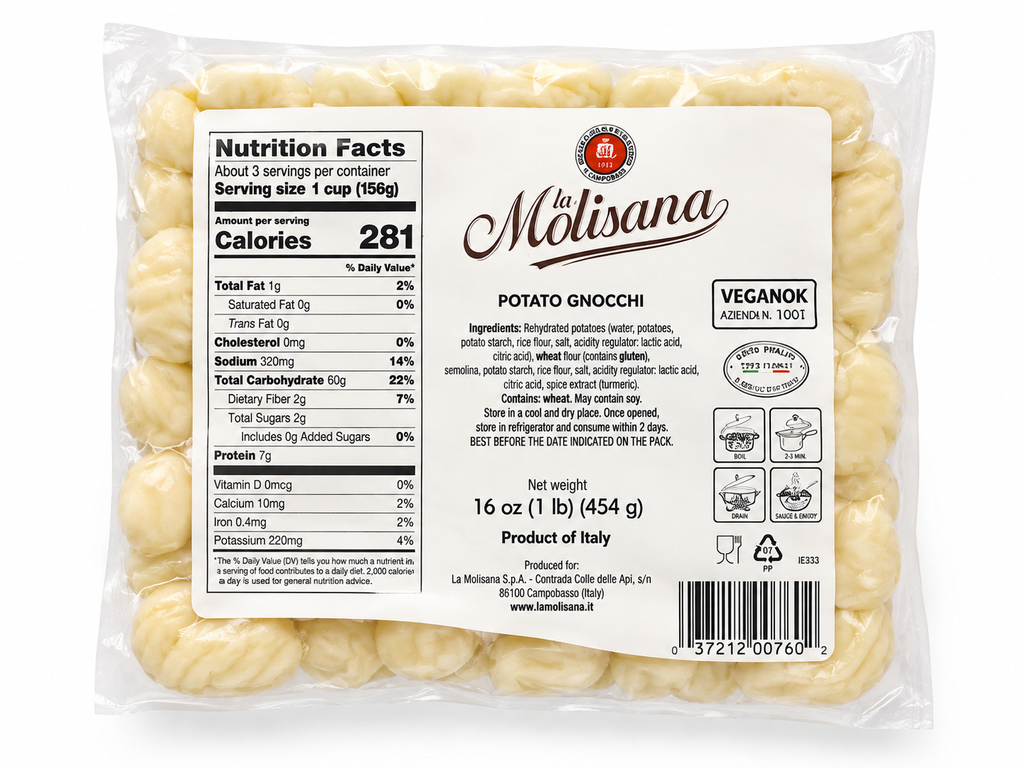 La Molisana Potato Gnocchi – Authentic Italian Potato Gnocchi, 1 lb (6 Pack)