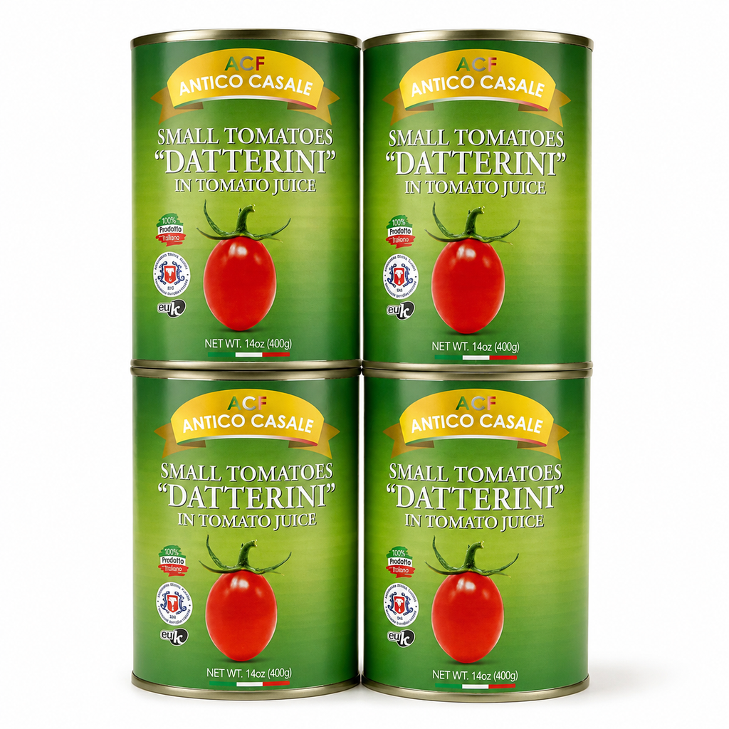 Antico Casale Datterini Small Tomatoes in Tomato Juice – 14 oz Cans, 4 Pack