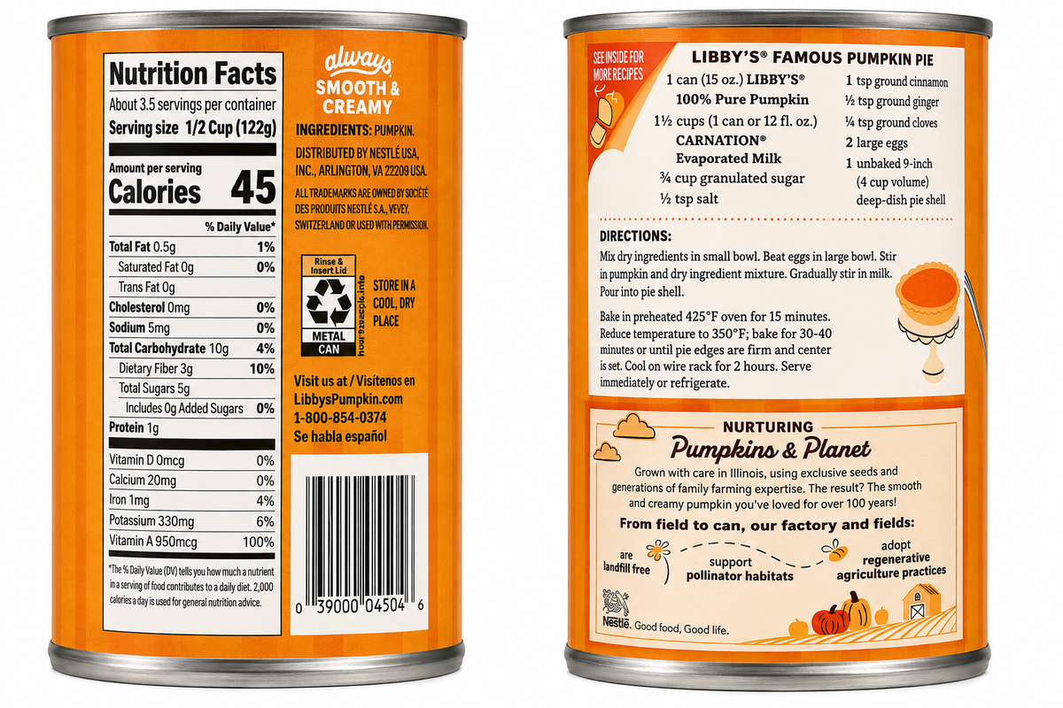 Libby’s 100% Pure Pumpkin – 15 oz Cans, 4 Pack