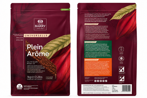 Cacao Barry Plein Arôme Cocoa Powder – 100% Cacao, Extra Fine Alkalized – 2.2 lb (1 kg) Bag