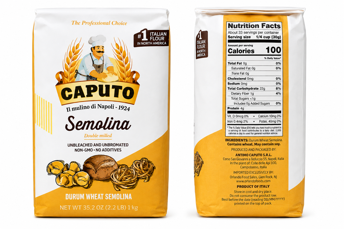 Caputo Double Milled Semolina Durum Wheat Flour – 2.2 lb (1 kg)