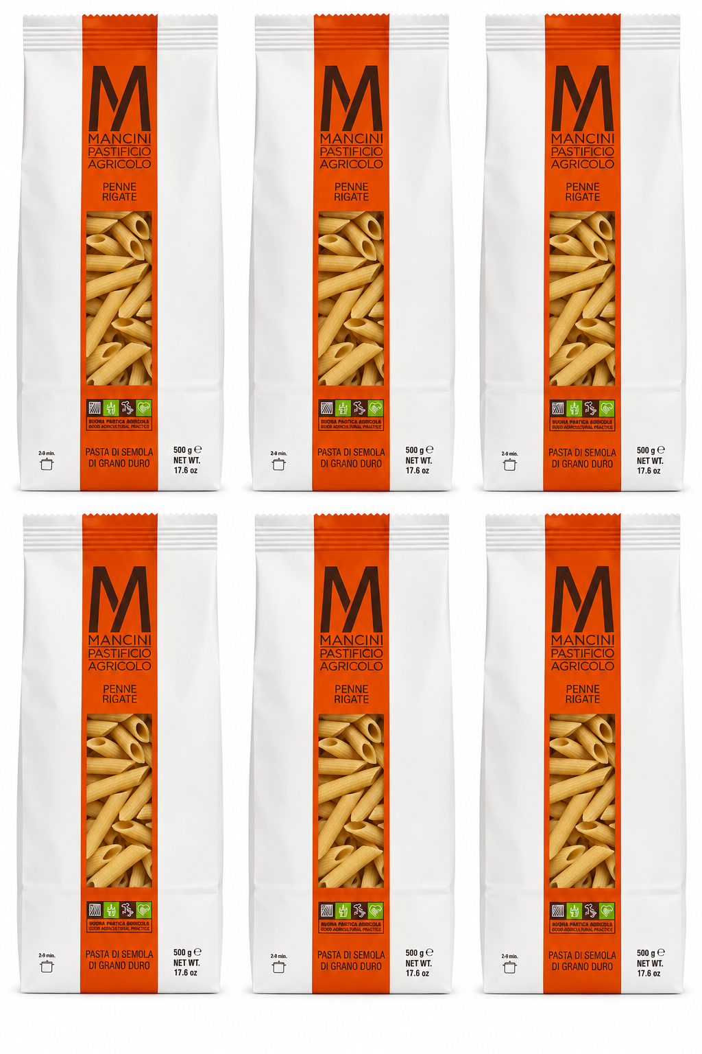 Mancini Penne Rigate Pasta – 6 Pack (500g Each) | Imported from Italy