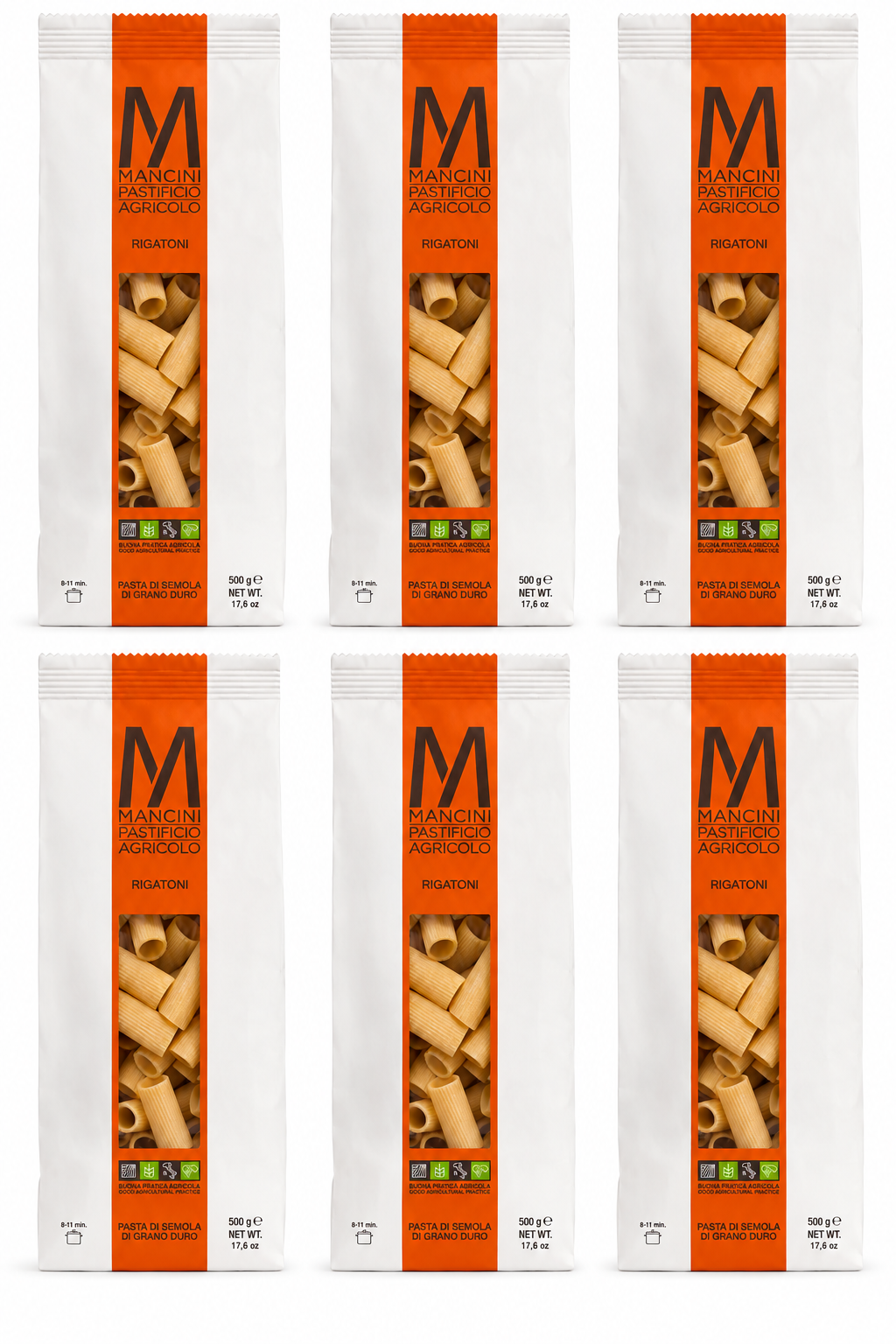 Mancini Rigatoni Pasta – 6 Pack (500g Each) | Imported from Italy
