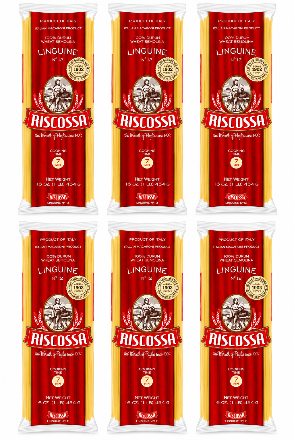Riscossa Linguine No. 12 Italian Pasta – 6 Pack (16 oz Each)