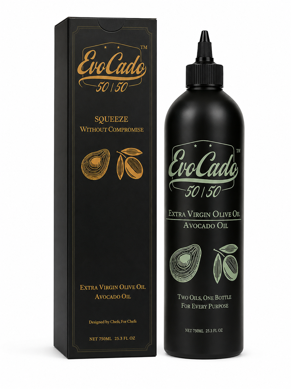 EvoCado 50/50 Extra Virgin Olive Oil & Avocado Oil Blend – 750mL (25.3 fl oz)