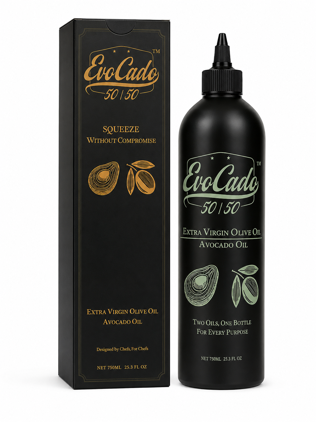 EvoCado 50/50 Extra Virgin Olive Oil & Avocado Oil Blend – 750mL (25.3 fl oz)