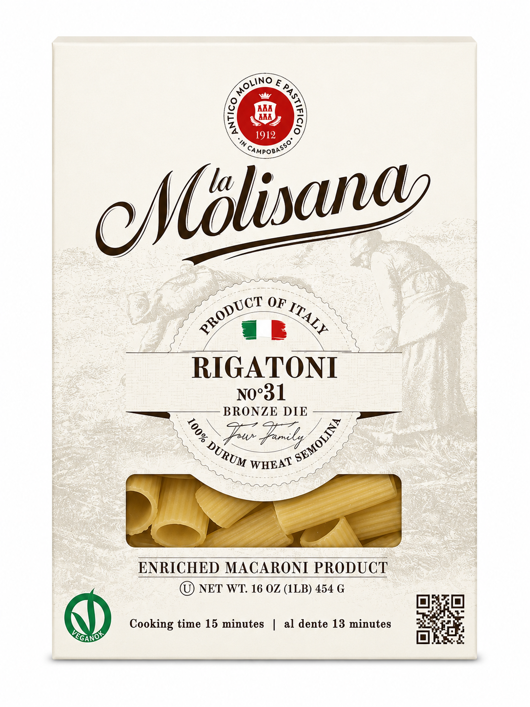 La Molisana Rigatoni No. 31 – Bronze Die Pasta, 1 lb (6 Pack)