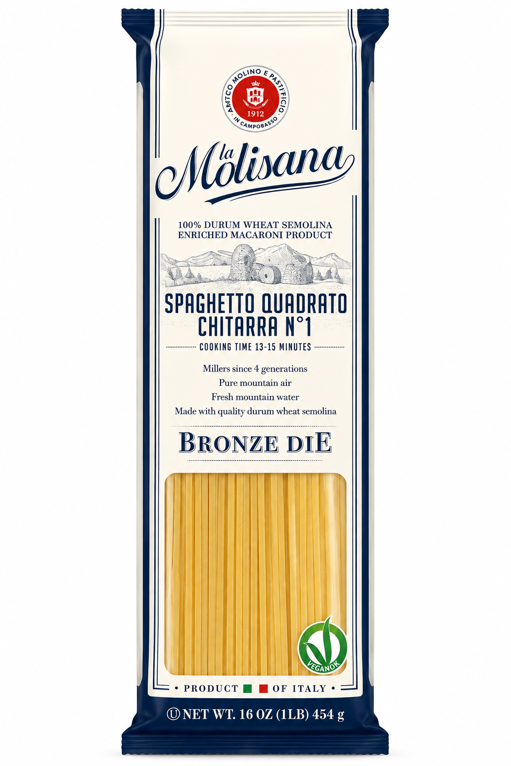La Molisana Spaghetto Quadrato Chitarra N°1 Bronze Die Pasta – 1 lb