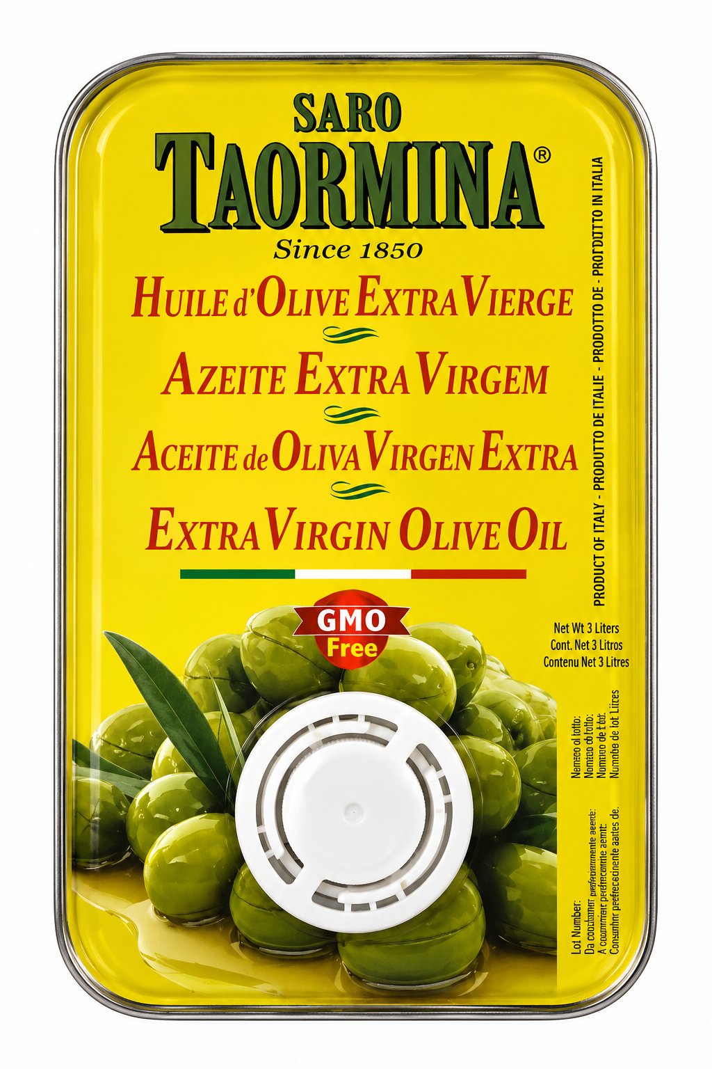 Saro Taormina Extra Virgin Olive Oil – 4 Pack (3 Liter Tins)