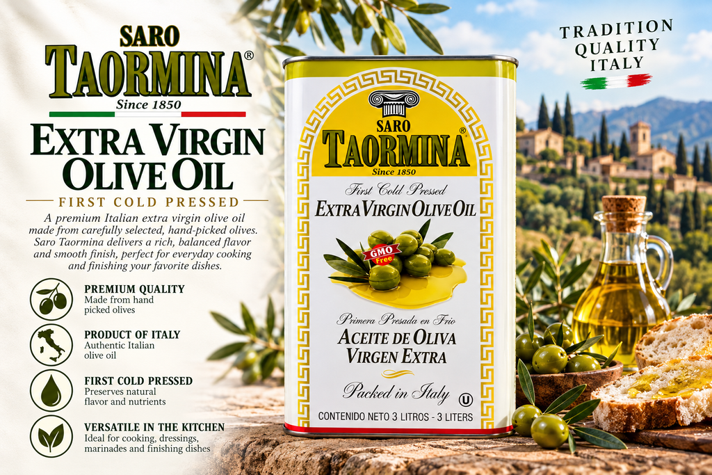 Saro Taormina Extra Virgin Olive Oil – 4 Pack (3 Liter Tins)
