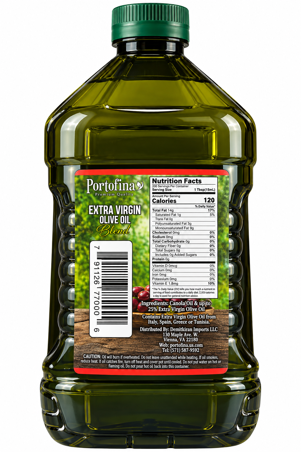 Portofina Mediterranean Blend – Canola Oil & Extra Virgin Olive Oil – 3 Liter (101.4 fl oz)