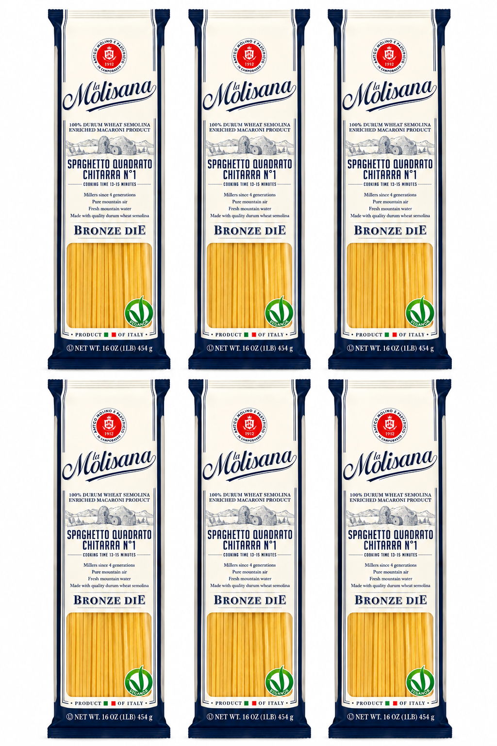 La Molisana Spaghetto Quadrato Chitarra No. 1 – 1 lb (6 Pack)