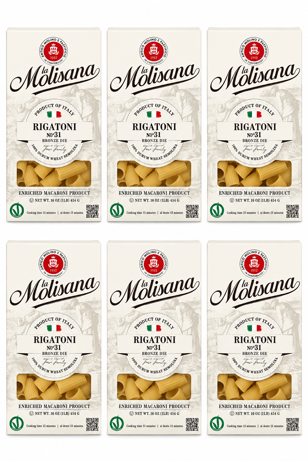 La Molisana Rigatoni No. 31 – Bronze Die Pasta, 1 lb (6 Pack)