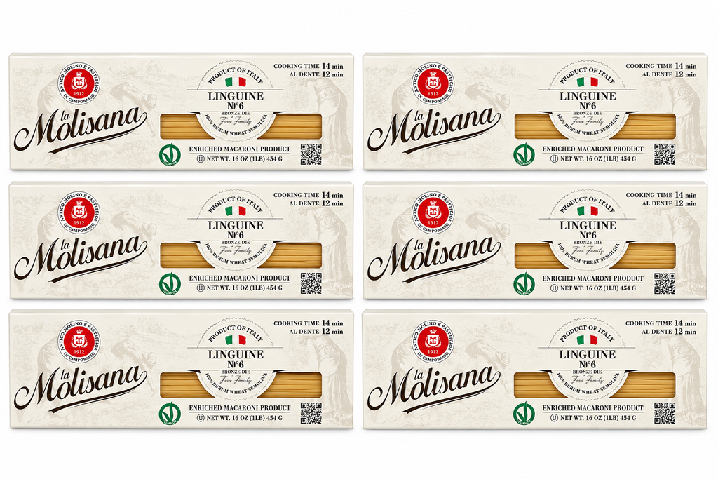 La Molisana Linguine No. 6 – Bronze Die Pasta, 1 lb (6 Pack)