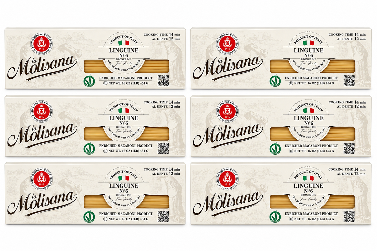 La Molisana Linguine No. 6 – Bronze Die Pasta, 1 lb (6 Pack)