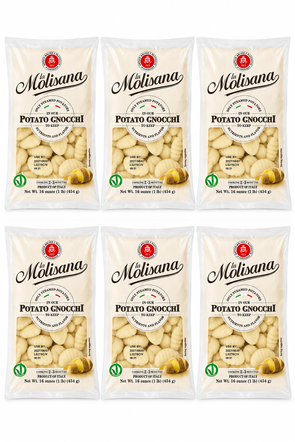 La Molisana Potato Gnocchi – Authentic Italian Potato Gnocchi, 1 lb (6 Pack)
